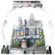 Bola de vidrio nevada casa azul árbol carillón 15x10x10 cm s6