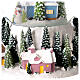 Globo de neve árvore de natal, casa azul e aldeia nevada com caixa de música, 15x11x10,5 cm s4