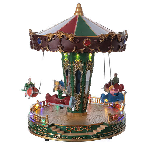 Rotating carousel Christmas village with lights and music 25x20x20 cm 3