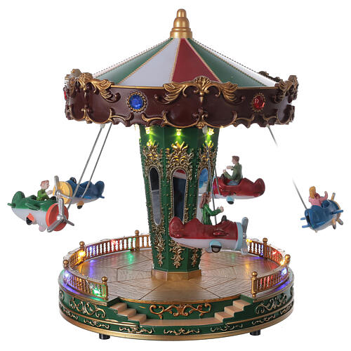 Rotating carousel Christmas village with lights and music 25x20x20 cm 1