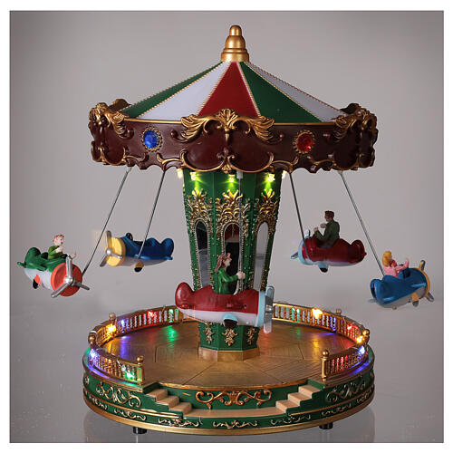 Rotating carousel Christmas village with lights and music 25x20x20 cm 2