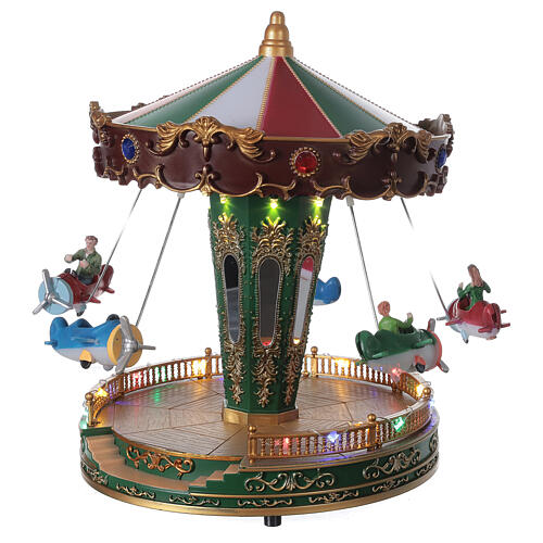 Rotating carousel Christmas village with lights and music 25x20x20 cm 4