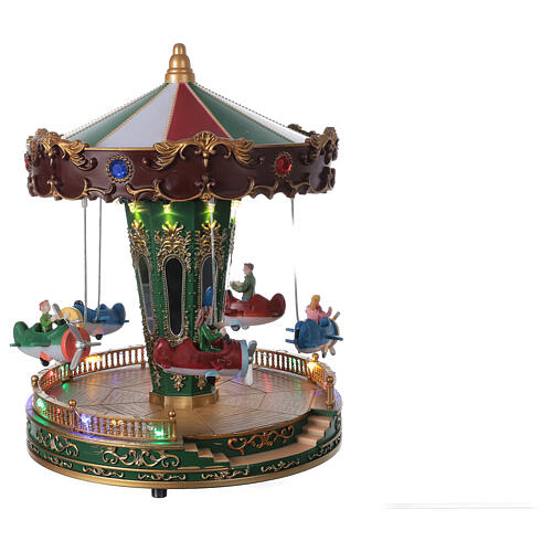 Rotating carousel Christmas village with lights and music 25x20x20 cm 5