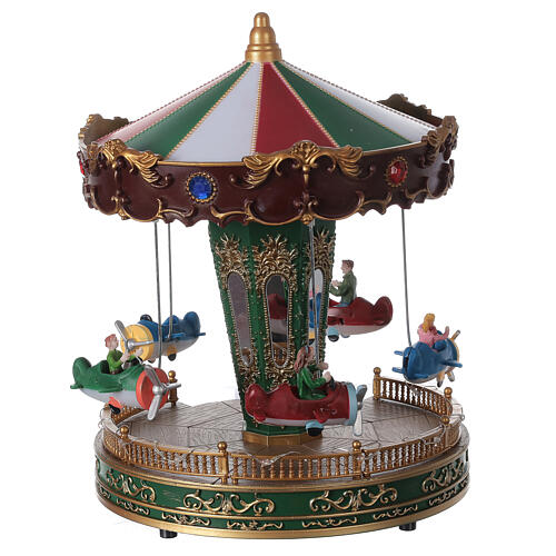 Rotating carousel Christmas village with lights and music 25x20x20 cm 6