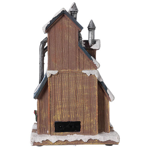 Villaggio fabbrica Babbo Natale luci musica 30x20x15 cm 5