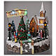 Villaggio Natale luminoso chiesa cori pattinatori musica 20x25x25 cm s2