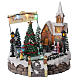 Aldeia de Natal em miniatura iluminada com igreja, coral, árvore de Natal, patinadores e música 19,5x24x24 cm s3