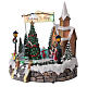 Aldeia de Natal em miniatura iluminada com igreja, coral, árvore de Natal, patinadores e música 19,5x24x24 cm s4