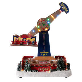 Pendulum ride Christmas village LED lights music 40x30x20 cm