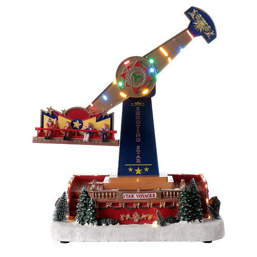 Pendulum ride Christmas village LED lights music 40x30x20 cm 1