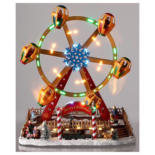 Christmas village Ferris wheel lights music 40x30x30 cm 2