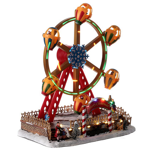 Christmas village Ferris wheel lights music 40x30x30 cm 4