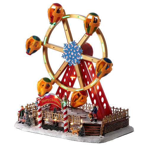 Christmas village Ferris wheel lights music 40x30x30 cm 3