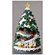 Árvore de Natal em miniatura resina com trens de brinquedo e Pai Natal, luzes e música, 45x26x26 cm s2