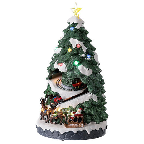 Weihnachtsbaum mit Zug und Weihnachtsmann und Musik, 45x25x25 cm 3