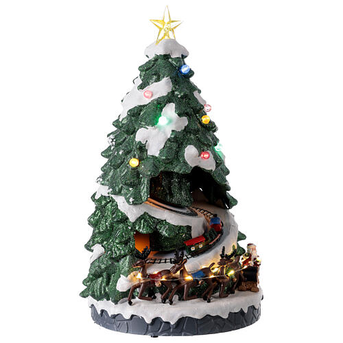 Weihnachtsbaum mit Zug und Weihnachtsmann und Musik, 45x25x25 cm 4