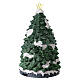 Árvore de Natal em miniatura resina com trens de brinquedo e casas na base, luzes e música, 45x26x26 cm s5