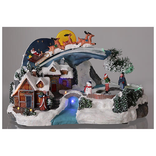 Christmas village sleigh Santa Claus moon LED music 20x35x20 cm 2