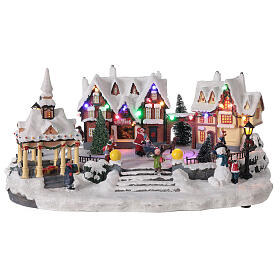Miasteczko bożonarodzeniowe ośnieżone plac światełka led muzyka 25x45x30 cm