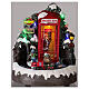 Phone booth Santa Claus village with train lights music 20x20x20 cm s2