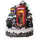 Cenário natalino em miniatura cabina telefónica familia e trenó, luzes e música, 22x19x18 cm s1