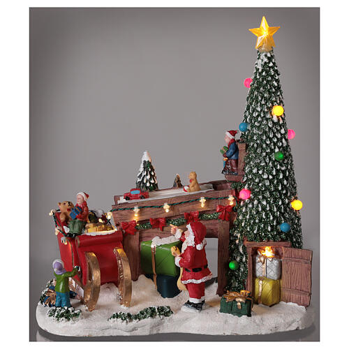 Weihnachtsdorf mit Weihnachtsmann und Lichtern und Musik, 30x30x15 cm 2