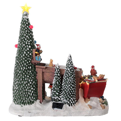 Aldeia de Natal em miniatura fábrica dos brinquedos do Pai Natal, luzes e música, 31x28x16 cm 6