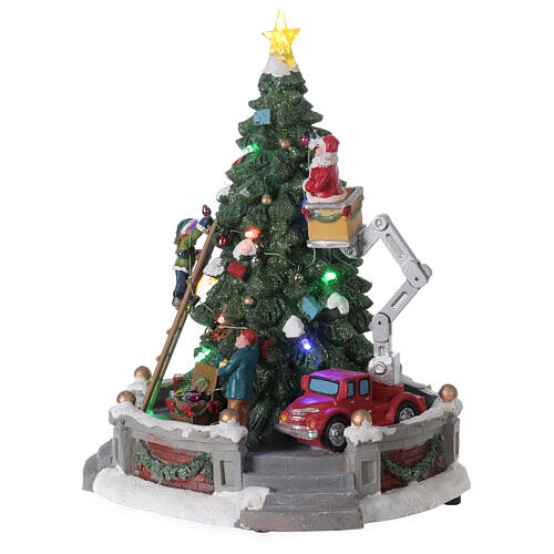 Weihnachtsdorf mit Weihnachtsbaum und Weihnachtsmann, 25x20x20 cm 3