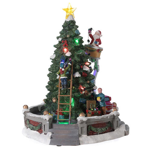 Weihnachtsdorf mit Weihnachtsbaum und Weihnachtsmann, 25x20x20 cm 4