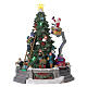 Árvore de Natal em miniatura com Pai Natal no guindaste, luzes e música, 27x21x21 cm s1
