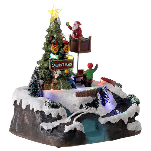 Miniatura de Natal Árvore decorada, música e luzes LED multicoloridas, 24x21x20 cm 4