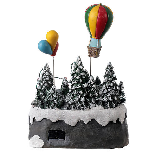 Weihnachtsdorf mit Heißluftballon und Musik, 25x20x20 cm 5