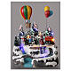Aldeia de Natal em miniatura com crianças e balão de ar quente, luzes e música, 24x21x20 cm s2