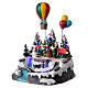 Aldeia de Natal em miniatura com crianças e balão de ar quente, luzes e música, 24x21x20 cm s3