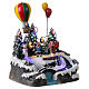 Aldeia de Natal em miniatura com crianças e balão de ar quente, luzes e música, 24x21x20 cm s4