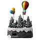 Aldeia de Natal em miniatura com crianças e balão de ar quente, luzes e música, 24x21x20 cm s5