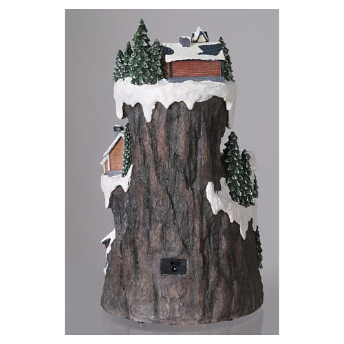 Pueblo Navidad pista esquí tren nieve luces LED música 40x20x25 cm 5