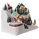 Cenário natalino em miniatura aldeia com Pai Natal no trenó, comboio e pista de gelo, luzes LED e música, 20x26x17 cm s4