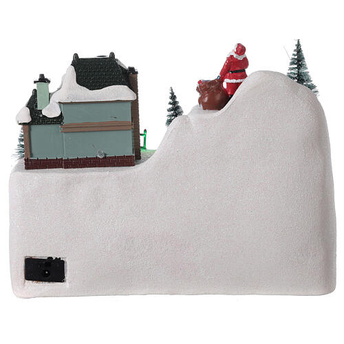Christmas village reindeer sleigh Santa Claus LED lights music 20x25x15 cm 5