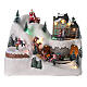 Christmas village reindeer sleigh Santa Claus LED lights music 20x25x15 cm s1