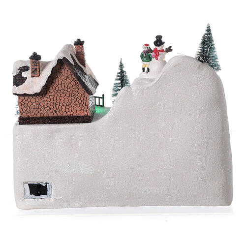 Animated Christmas village train sled horses LED music 20x25x15 cm 5
