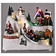Animated Christmas village train sled horses LED music 20x25x15 cm s2