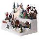 Animated Christmas village train sled horses LED music 20x25x15 cm s4