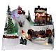 Cenário natalino em miniatura aldeia com crianòas brincando, boneco de neve e luzes LED e música, 20x26x17 cm s1