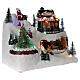 Cenário natalino em miniatura aldeia com crianòas brincando, boneco de neve e luzes LED e música, 20x26x17 cm s4