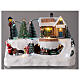 Aldeia natalina em miniatura árvore de Natal, Pai Natal e comboio, luzes LED e música, 21x29x19 cm s2