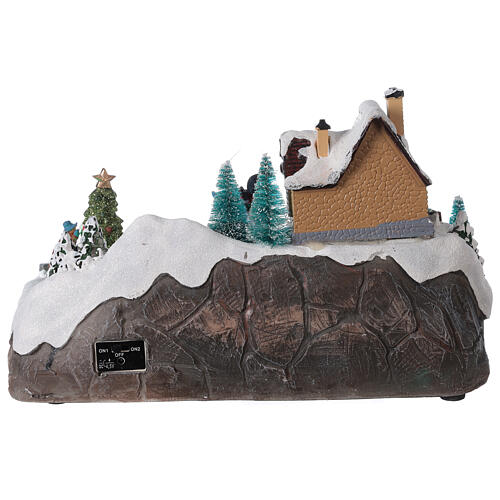 Villaggio albero Natale slittini fiume luce 20x30x20 cm 5