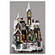 Nordic church Christmas village snowy lights music 45x30x25 cm s2