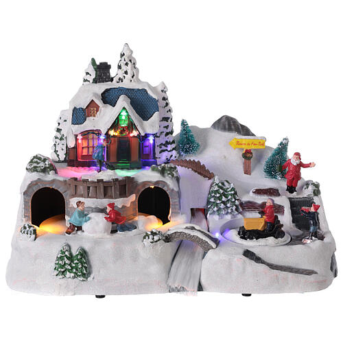 Villaggio innevato Natale led musica 25x40x20 cm 1