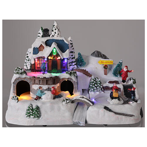 Villaggio innevato Natale led musica 25x40x20 cm 2